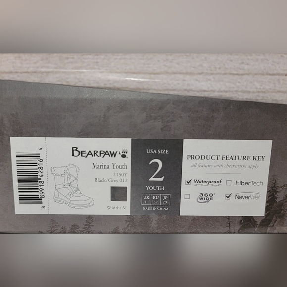 NWT BearPaw Waterproof Marina Gray Snow Boots Size 2 - Picture 8 of 9